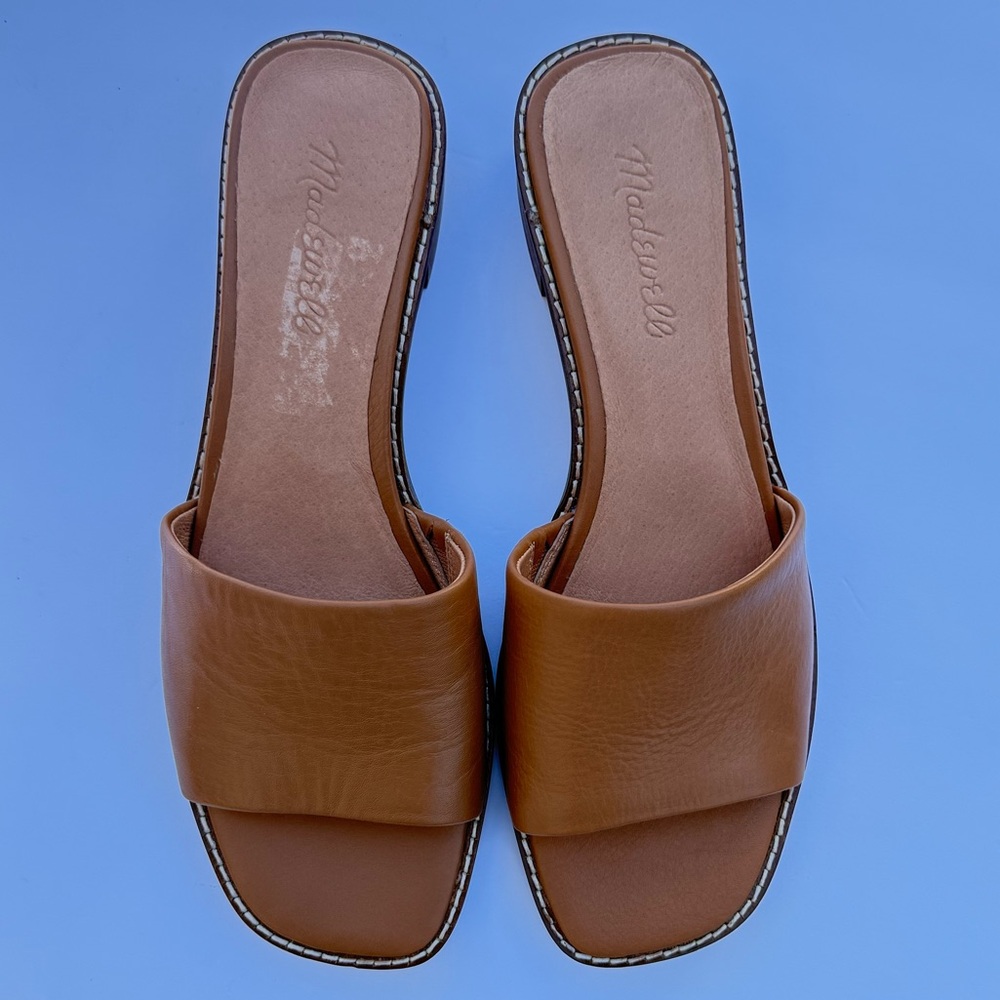 Madewell Cognac Brown Leather Slide Mules